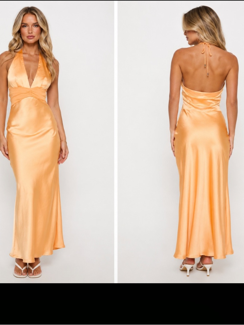 Princess Polly Satin Halter Maxi Dress in orange size 6